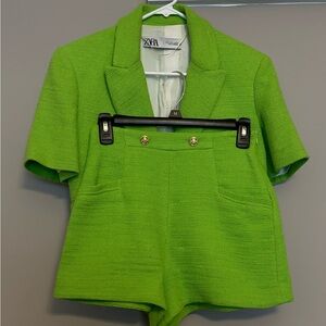 Green Twill Zara Short Set